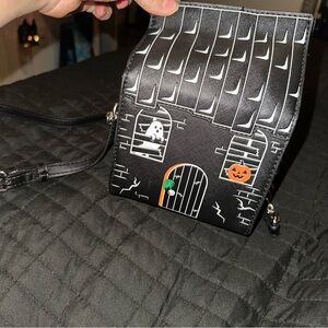 Haunted House Black Crossbody Bag
